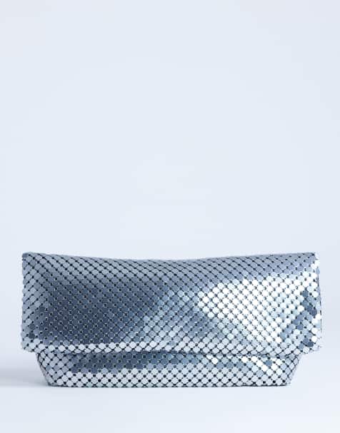Topshop - Prince - Sølvfarvet oversized clutch-taske med ringbrynjedesign - view 1