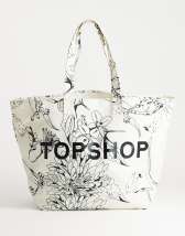 Topshop printed canvas tote bag in floral