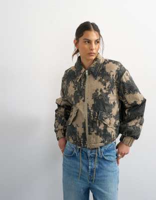 Topshop Printed Cotton Jacket In Multi