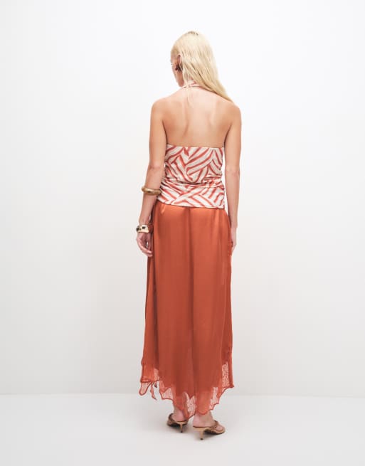 Topshop printed cowl neck halter top in multi, 3 of 7