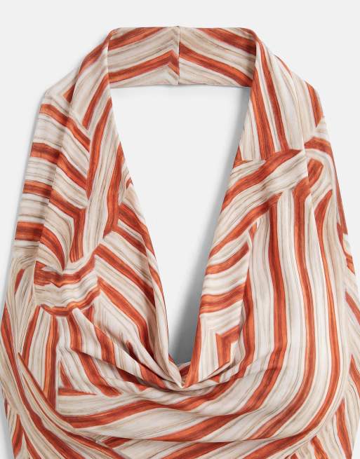 Topshop printed cowl neck halter top in multi, 7 of 7