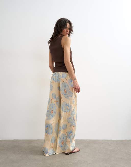 Topshop printed floral jaquard satin wide leg trouser in multi, 2 of 5