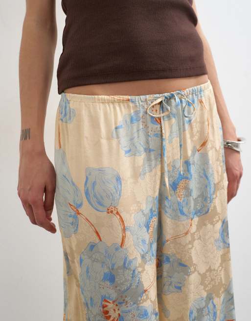 Topshop printed floral jaquard satin wide leg trouser in multi, 3 of 5