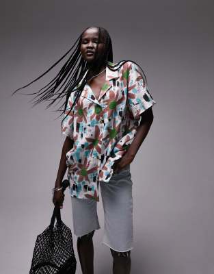 Topshop Printed Resort Shirt In Multi - Part Of A Set In Multi
