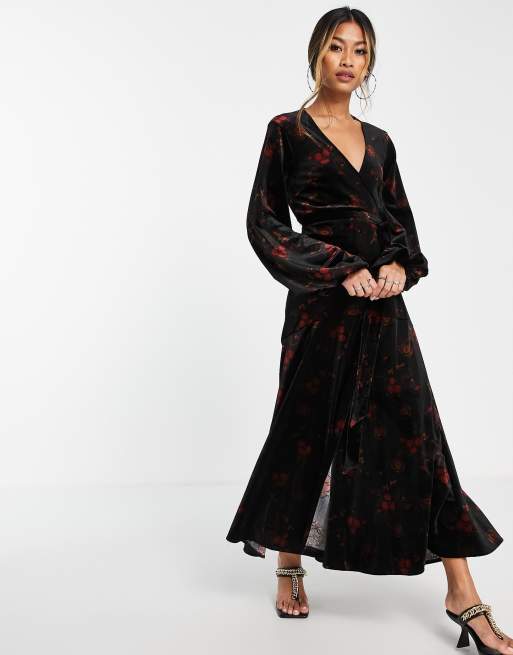 Asos velvet wrap outlet dress