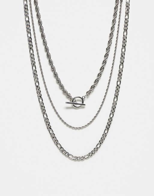 Topshop - Priscilla - Confezione da 3 collane resistenti all'acqua argentate