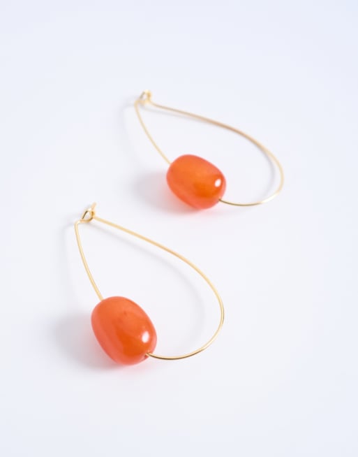 Topshop - Priya - Créoles goutte d'eau avec pierre semi-précieuse - Orange , 2 de 3