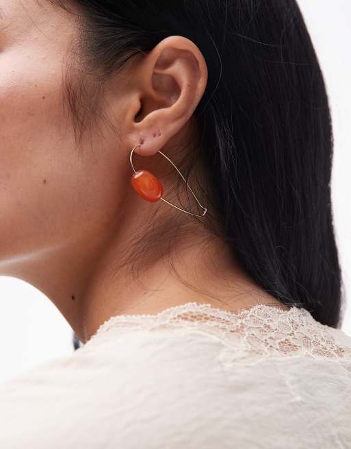 Topshop – Priya – Kolczyki w kształcie łezki z pomarańczowym kamieniem półszlachetnym