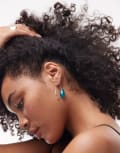 [Topshop] Topshop Priya teardrop hoop with semi precious stone in blue One Size Light Blue