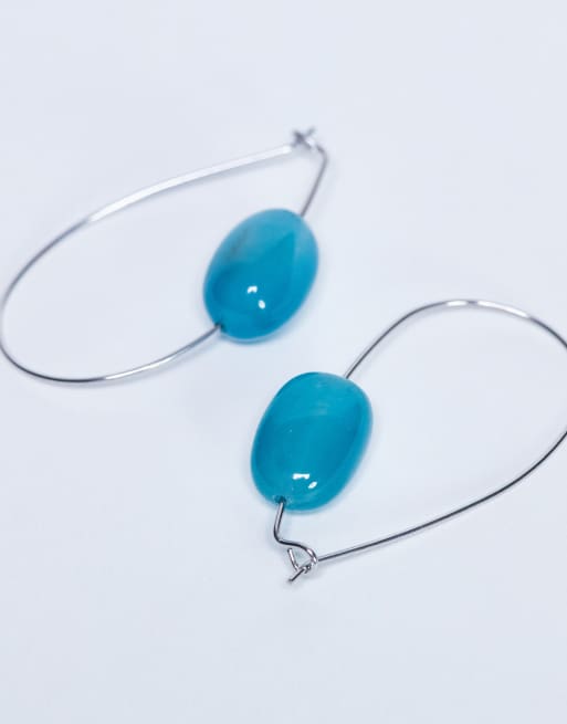 Topshop - Priya - Traanvormige oorringen met halfedelsteen in blauw, 3 van 3