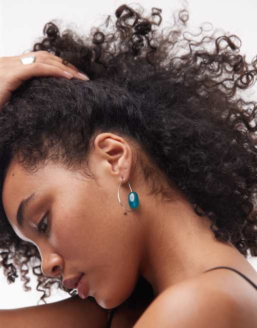 Topshop - Priya - Traanvormige oorringen met siersteen in blauw