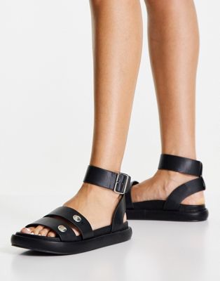Topshop Proud Footbed sandals in black - ASOS Price Checker