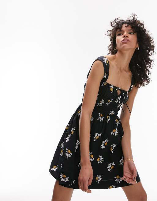 Topshop – Przewiewna sukienka mini we wzór stokrotek, 2 z 4