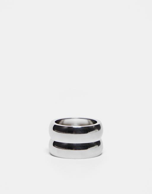 Topshop - Psalm - Bague effet superposé en acier inoxydable étanche - Argenté