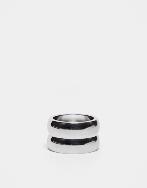 Topshop – Psalm – Silverfärgad ring i vattentåligt rostfritt stål och stapelbar design
