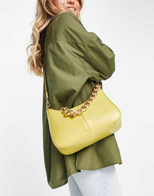 pu croc crossbody bag in green ASOS