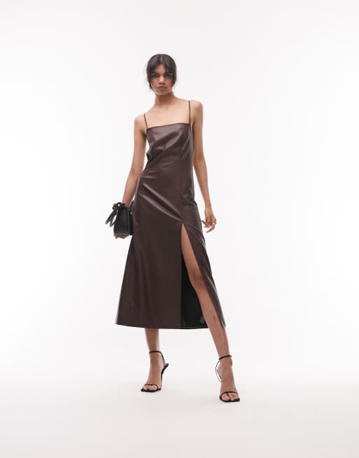 Leather strappy clearance dress