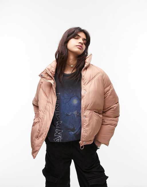 Topshop – Puderrosa vadderad pufferjacka