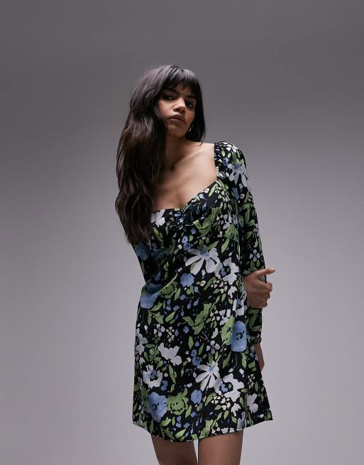 Topshop black floral clearance dress