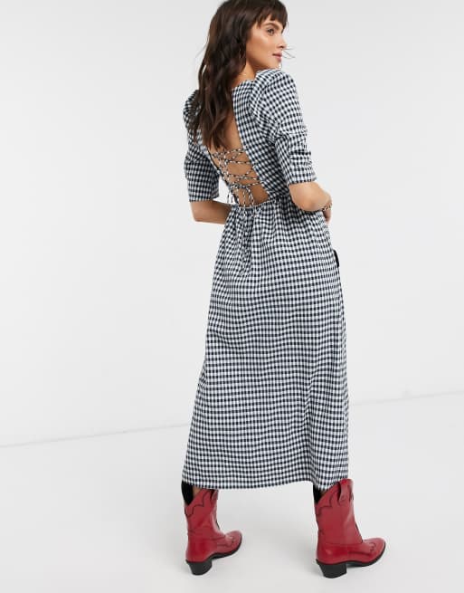 Topshop gingham hot sale midi dress