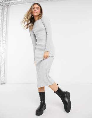 topshop grey ribbed dress