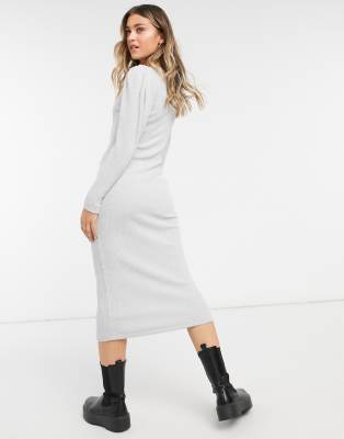 topshop grey ribbed dress