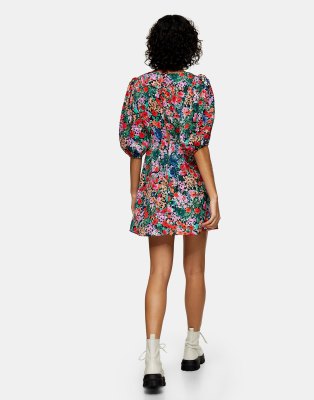 topshop floral puff sleeve dress