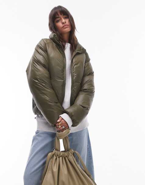 Topshop – Puffer-Bomberjacke in Moosgrün - view 1