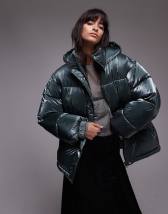Jack & Jones oversized boxy puffer jacket in forest green 