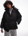 [Topshop] Topshop puffer jacket with hood in black S black