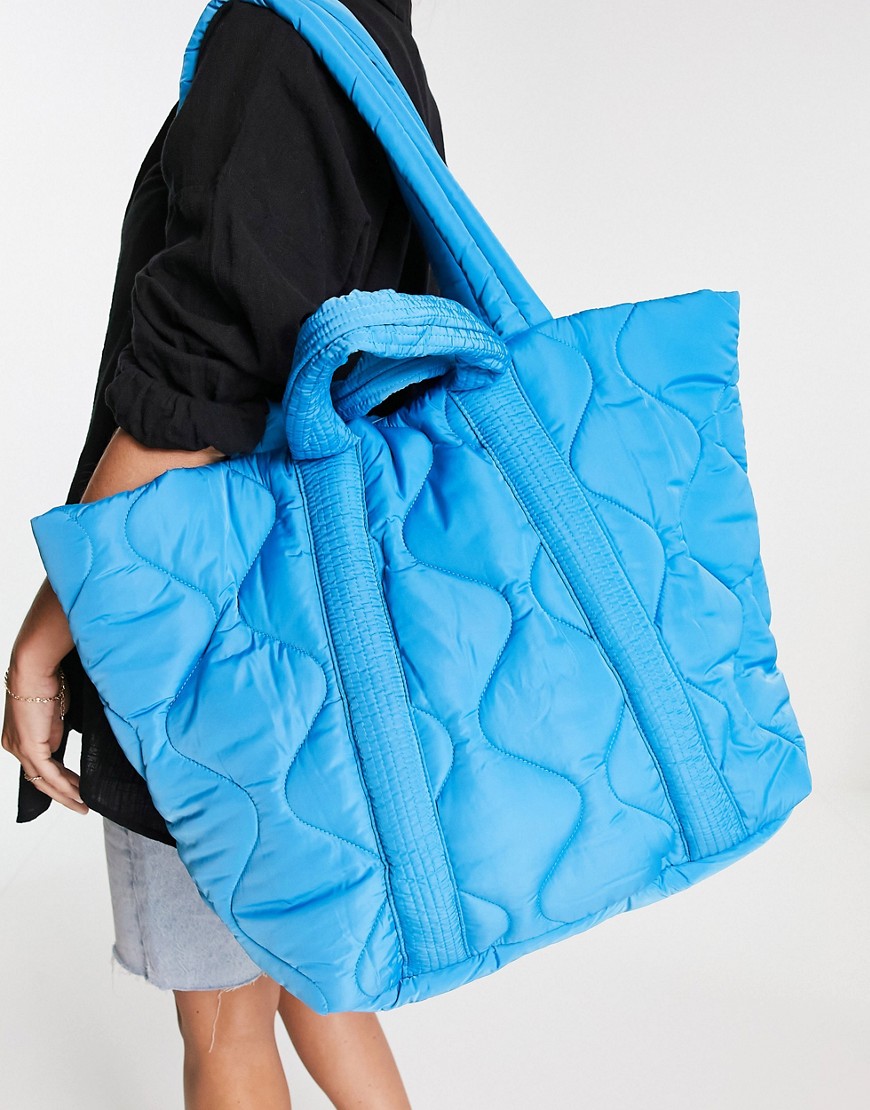 Topshop puffy onion quilt large tote-Blue