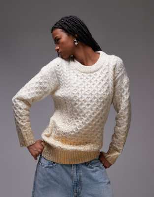 Pull En Angora Halston Heritage Beige Doré - Taille XS, Manches Courtes - Laine Métallisée Pour Les Fêtes
