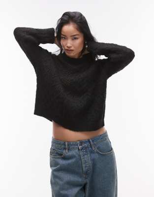 Topshop - Pull décontracté en maille torsadée - Noir