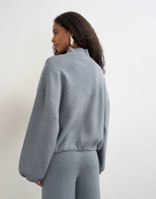 Topshop pull en maille à col montant resserré à la base ensemble coordonné gris, 4 de 4