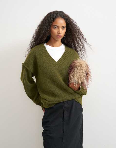 Topshop pull en maille à col V plongeant avec laine en mousse - view 1