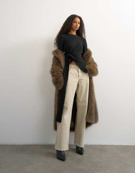 Topshop pull en maille à nouer sur le côté avec laine en noir - view 1