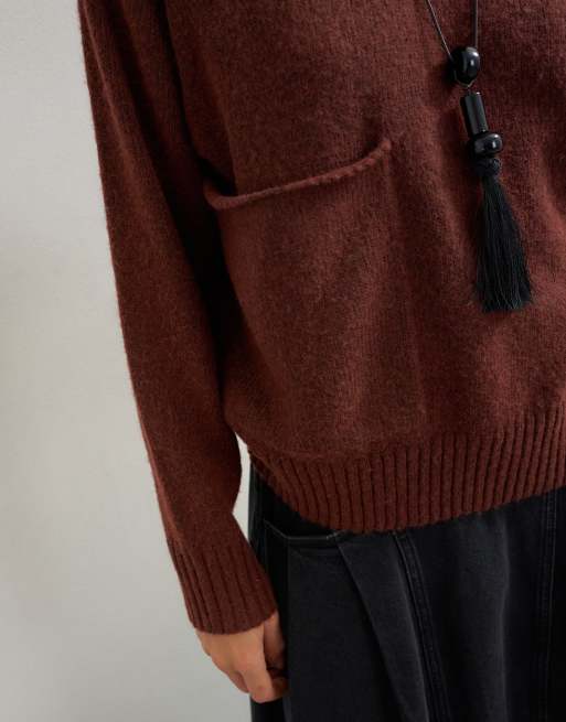 Topshop pull en maille à poche couleur cannelle, 2 de 4
