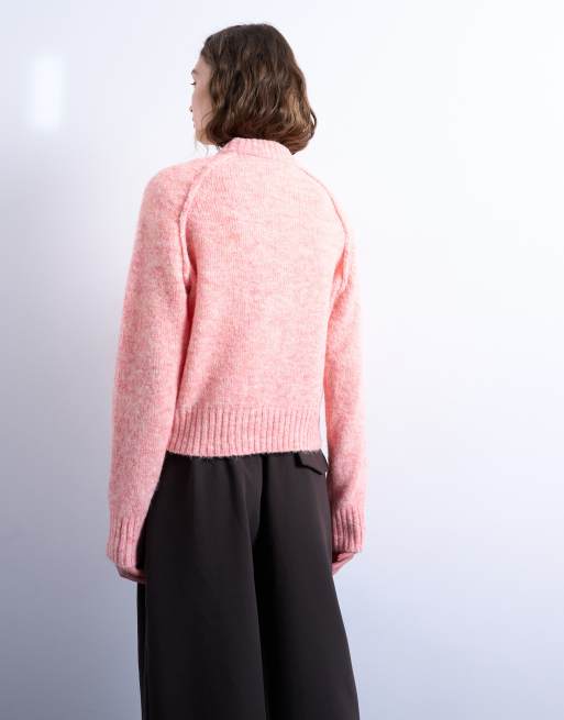 Topshop - Pull en maille avec manches raglan et coutures apparentes - Rose, 2 de 4