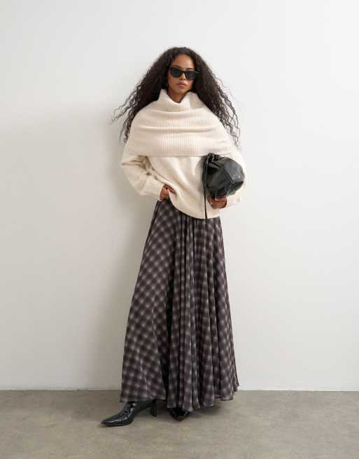 Topshop pull en maille mélange laine à large revers bardot ivoire, 4 de 4
