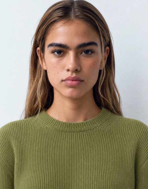 Topshop pull en maille premium en laine d'agneau, à épaulettes souples, vert avec finitions bleues, 6 de 9
