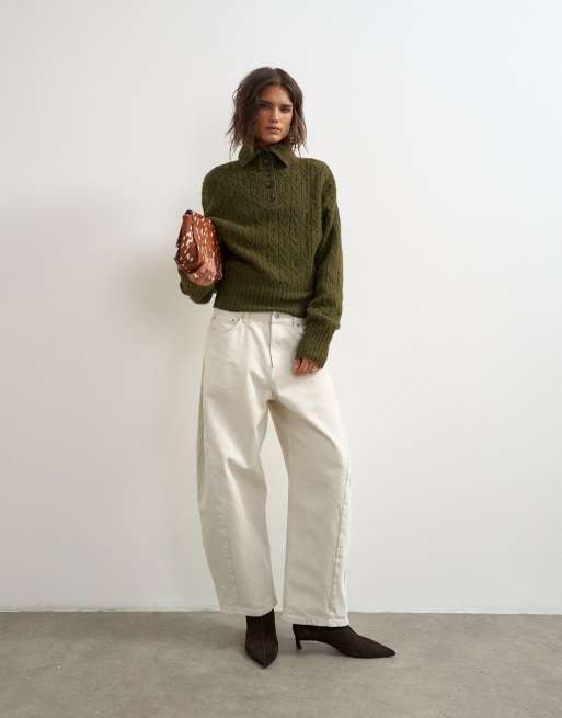 Topshop pull en maille torsadée à col cheminée vert mousse, 2 de 4