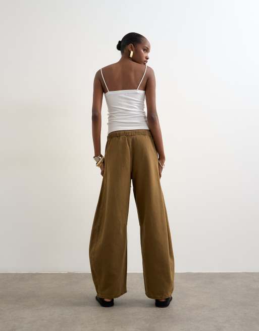 Topshop pull on barrel jean in cumin, 3 of 8