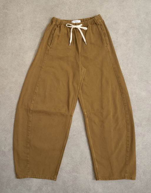 Topshop pull on barrel jean in cumin, 6 of 8