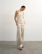 Topshop pull on barrel jean in ecru stripe