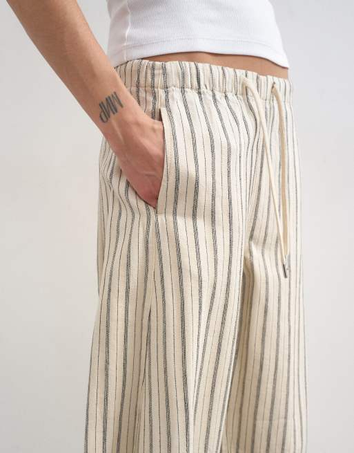 Topshop pull on barrel jean in ecru stripe, 2 of 7