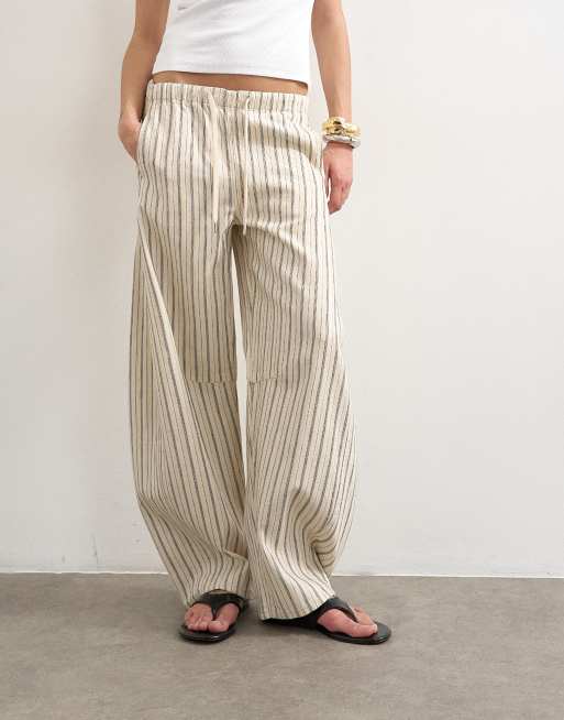 Topshop pull on barrel jean in ecru stripe, 3 of 7
