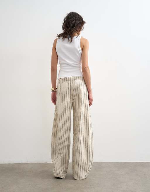 Topshop pull on barrel jean in ecru stripe, 4 of 7