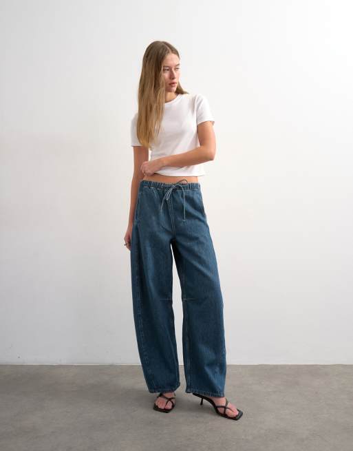 Topshop pull on barrel jean in sulphur blue, 4 of 7