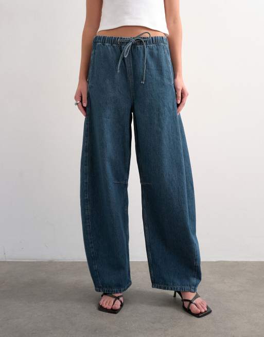 Topshop pull on barrel jean in sulphur blue, 5 of 7