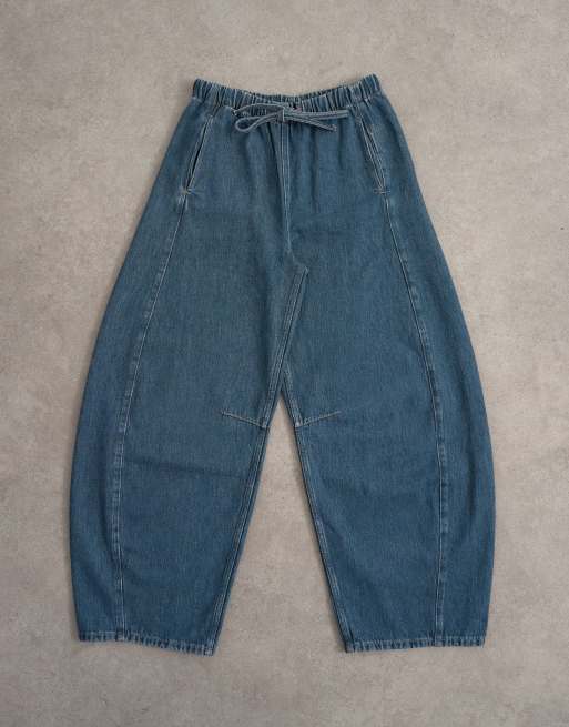 Topshop pull on barrel jean in sulphur blue, 6 of 7